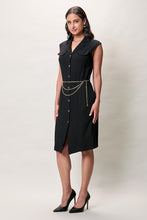 Cargar imagen en el visor de la galería, Vestido camisero casual color negro con cinturón