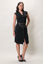 Cargar imagen en el visor de la galería, Vestido camisero casual color negro con cinturón