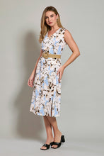 Cargar imagen en el visor de la galería, Vestido color crema de estampado floral y cinturón café