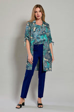Cargar imagen en el visor de la galería, Conjunto 3 piezas con cardigan ligero y pantalon azul