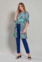 Cargar imagen en el visor de la galería, Conjunto 3 piezas con cardigan ligero y pantalon azul