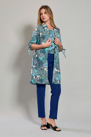 Conjunto 3 piezas con cardigan ligero y pantalon azul