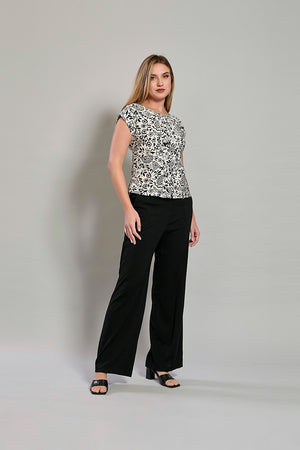 Conjunto de blusa estampada manga corta con pantalón