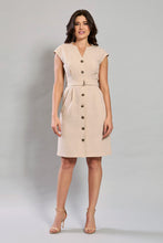 Cargar imagen en el visor de la galería, Vestido casual color beige sin manga con cinturón