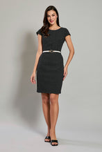 Cargar imagen en el visor de la galería, Vestido corto casual color negro con estampado y cinturón