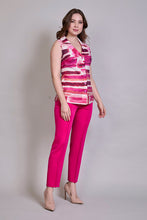 Cargar imagen en el visor de la galería, Conjunto de blusa sin manga estampada con pantalón rosa