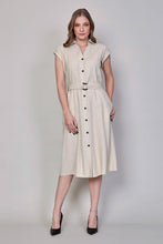 Cargar imagen en el visor de la galería, Vestido camisero casual color gris con cinturón