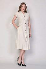 Cargar imagen en el visor de la galería, Vestido camisero casual color gris con cinturón