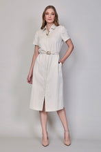 Cargar imagen en el visor de la galería, Vestido casual tipo camisero blanco con cinturón blanco