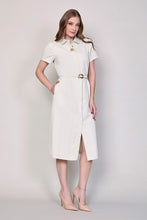 Cargar imagen en el visor de la galería, Vestido casual tipo camisero blanco con cinturón blanco