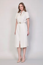 Cargar imagen en el visor de la galería, Vestido casual tipo camisero blanco con cinturón blanco