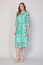 Cargar imagen en el visor de la galería, Vestido casual estampado color verde manga 3/4