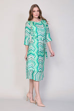 Cargar imagen en el visor de la galería, Vestido casual estampado color verde manga 3/4