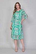 Cargar imagen en el visor de la galería, Vestido casual estampado color verde manga 3/4