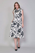 Cargar imagen en el visor de la galería, Maxivestido blanco floral estilo camisero sin mangas