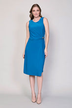 Cargar imagen en el visor de la galería, Vestido elegante azul sin mangas con drapeado lateral