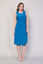 Cargar imagen en el visor de la galería, Vestido elegante azul sin mangas con drapeado lateral