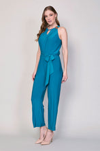 Cargar imagen en el visor de la galería, Jumpsuit casual color azul tipo halter con cinturón