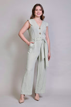 Cargar imagen en el visor de la galería, Jumpsuit casual color menta sin manga con cinturón