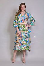 Cargar imagen en el visor de la galería, Vestido casual multicolor con olanes tipo cup