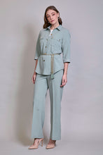 Cargar imagen en el visor de la galería, Conjunto color aqua de camisa manga 3/4 con pantalón