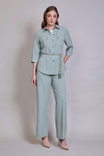 Cargar imagen en el visor de la galería, Conjunto color aqua de camisa manga 3/4 con pantalón