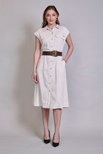 Cargar imagen en el visor de la galería, Vestido casual camisero con cinturón color café
