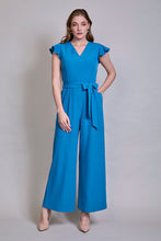 Cargar imagen en el visor de la galería, Jumpsuit casual color azul con manga con olanes