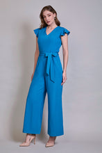 Cargar imagen en el visor de la galería, Jumpsuit casual color azul con manga con olanes
