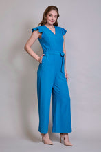 Cargar imagen en el visor de la galería, Jumpsuit casual color azul con manga con olanes