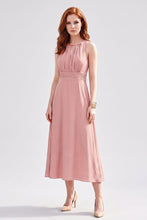 Cargar imagen en el visor de la galería, Vestido elegante tipo halter color rosa