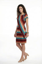 Cargar imagen en el visor de la galería, Vestido corto con estampado simétrico multicolor