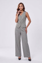 Cargar imagen en el visor de la galería, Conjunto de chaleco con pantalón amplio color gris