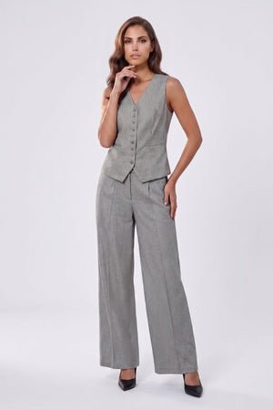 Conjunto de chaleco con pantalón amplio color gris