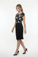 Cargar imagen en el visor de la galería, Vestido corto elegante color negro con estampado superior