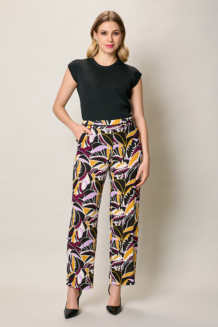 Pantalón bota amplia con estampado multicolor