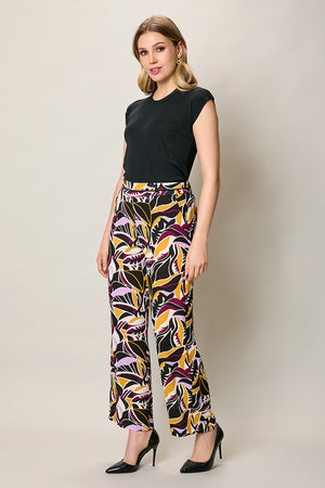 Pantalón bota amplia con estampado multicolor