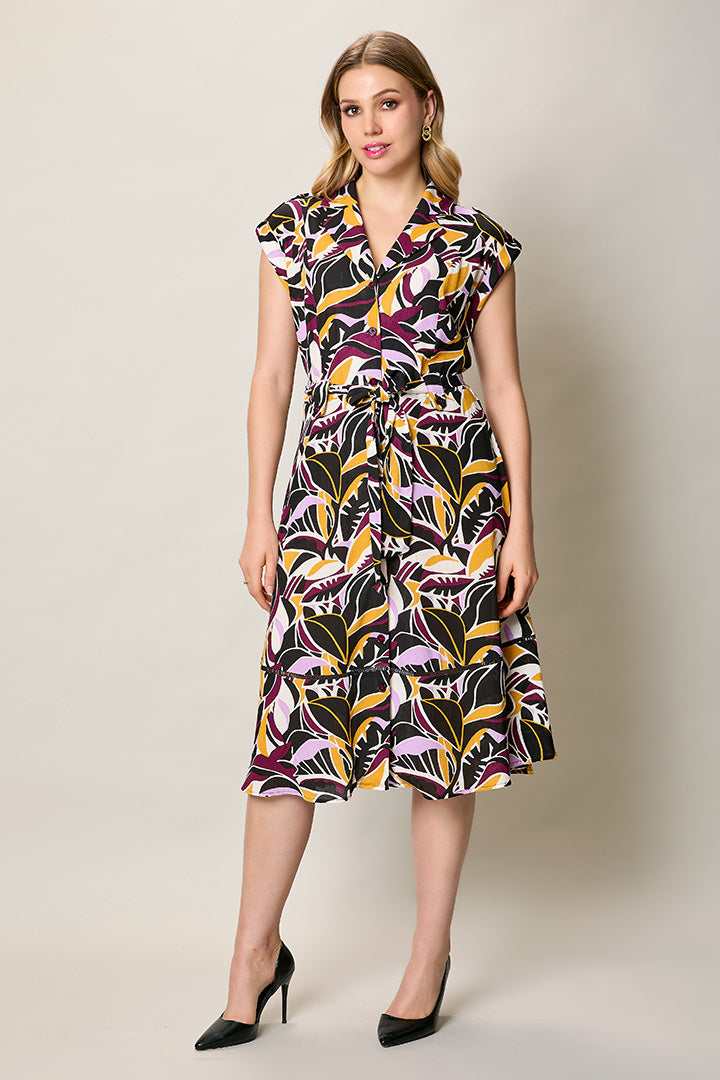 Vestido casual con estampado multicolor manga cup