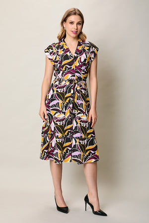 Vestido casual con estampado multicolor manga cup