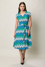 Cargar imagen en el visor de la galería, Vestido casual estampado color azul y verde