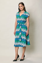 Cargar imagen en el visor de la galería, Vestido casual estampado color azul y verde
