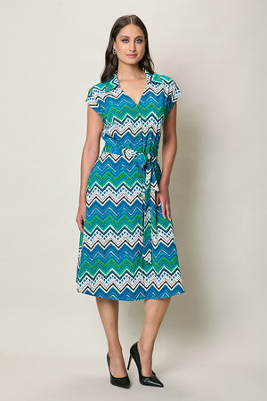 Vestido casual estampado color azul y verde