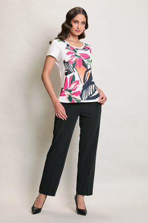 Blusa casual cuello redondo con estampado floral