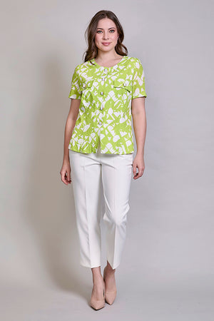 Blusa con manga corta con estampado verde