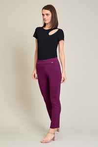 Leggins casual color uva con cierre en pretina