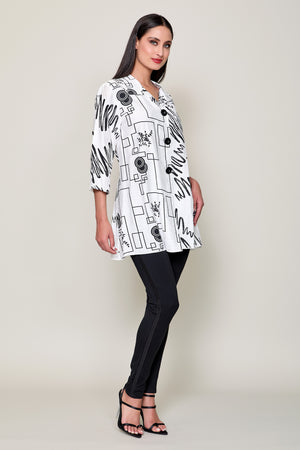 Camisa casual manga 3/4 con botones color blanca