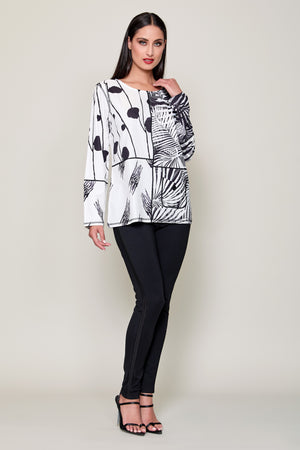 Blusa casual manga larga cuello redondo con estampado