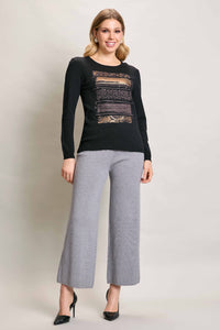 Blusa invernal manga larga color negro con estampado