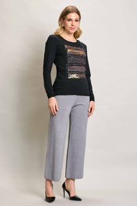 Blusa invernal manga larga color negro con estampado