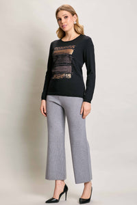 Blusa invernal manga larga color negro con estampado